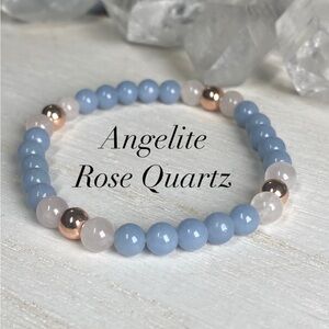 8 mm Angelite & Rose Quartz Gemstone Bracelet